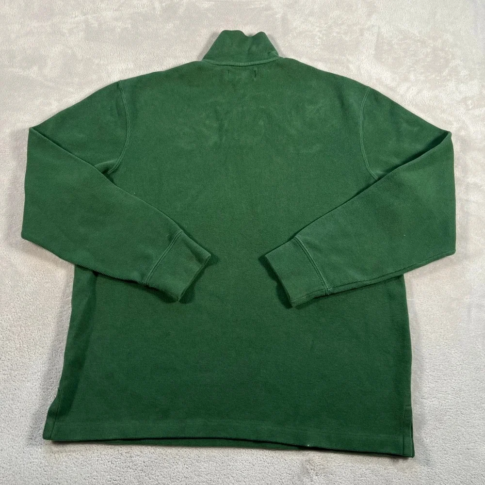Polo Ralph Lauren Sweater Mens Size Large Green Quarter Zip Pullover Cotton 90s